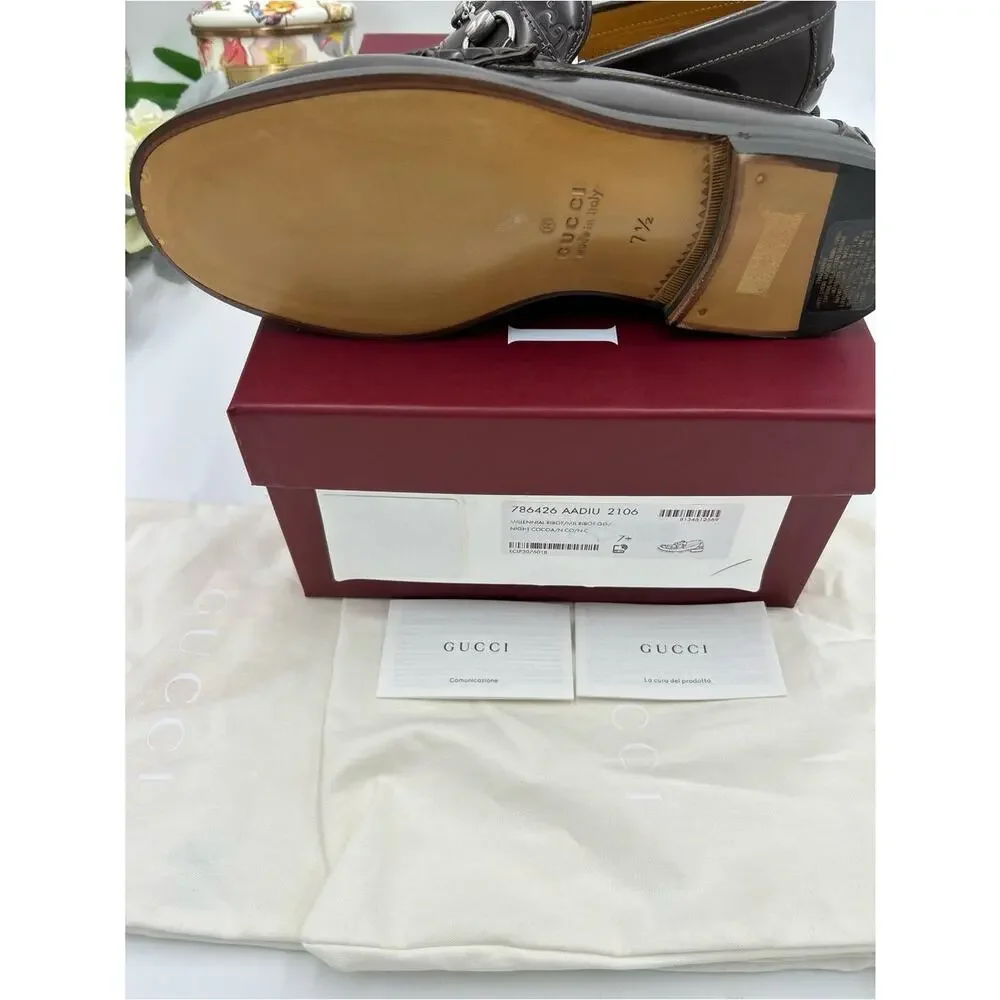 Men's Gucci KAVEH GG embossed leather loafers size 7.5 fits 8 US made in Italy